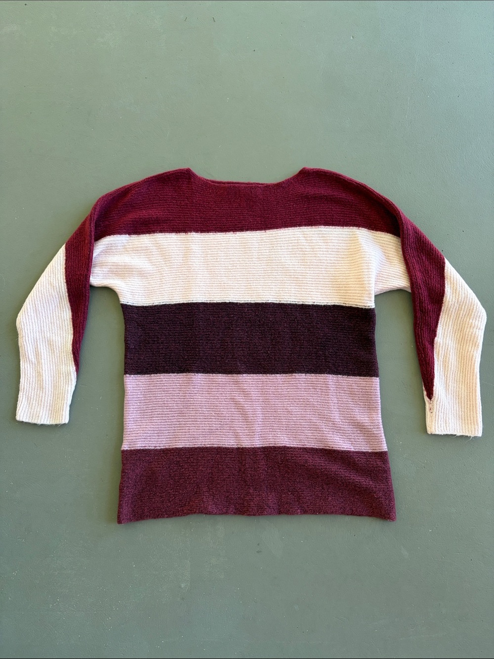 Lou & Grey Striped Color-block Sweater in Burgundy, Light Pink and Plum Size XS
